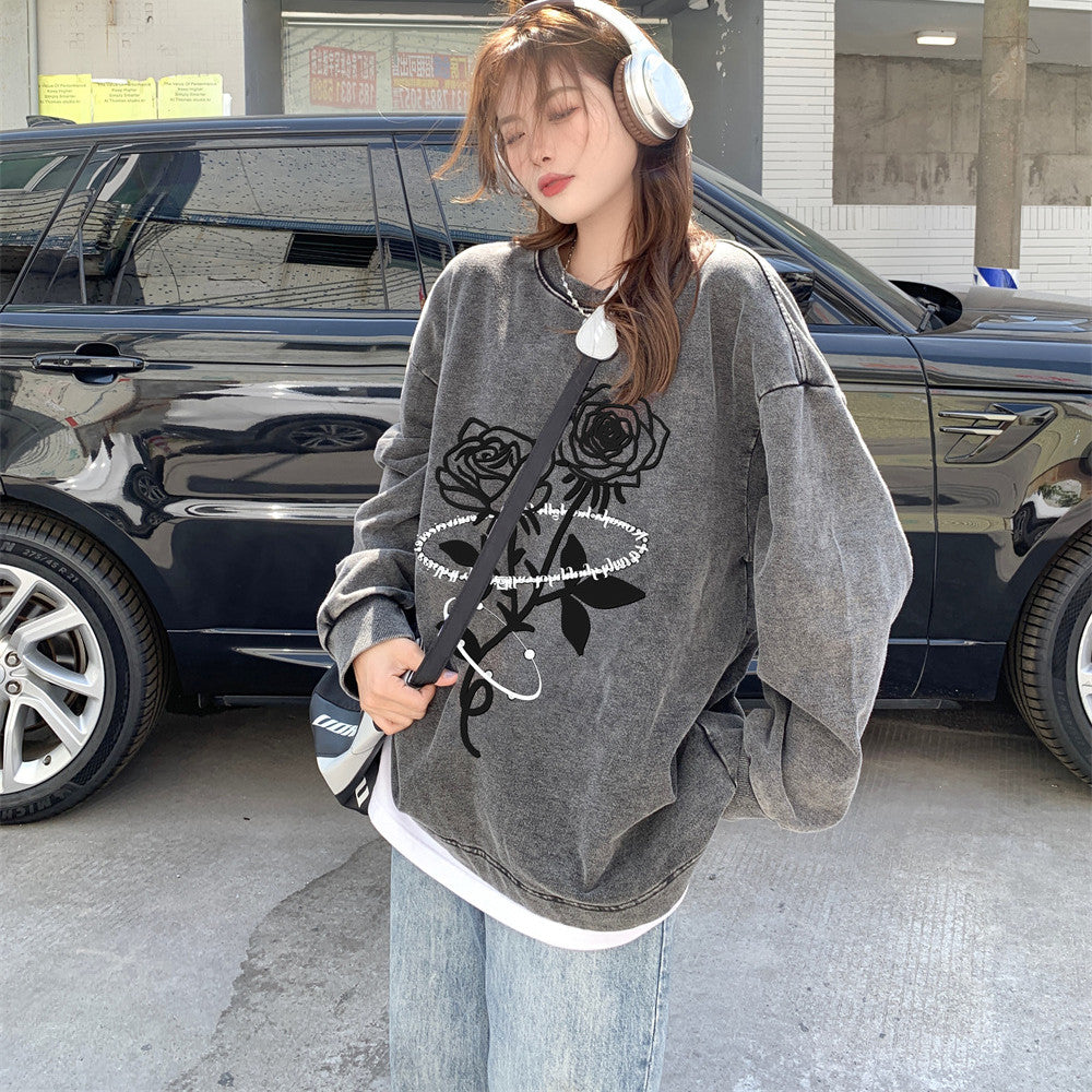 American Vintage Washed Distressed Loose Pullover Top