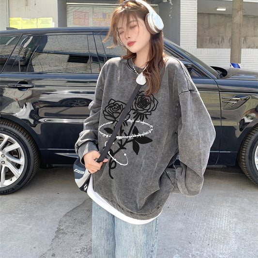 American Vintage Washed Distressed Loose Pullover Top