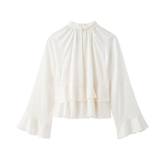 New Women's Classic Fashion Laminated Decoration Shirt
