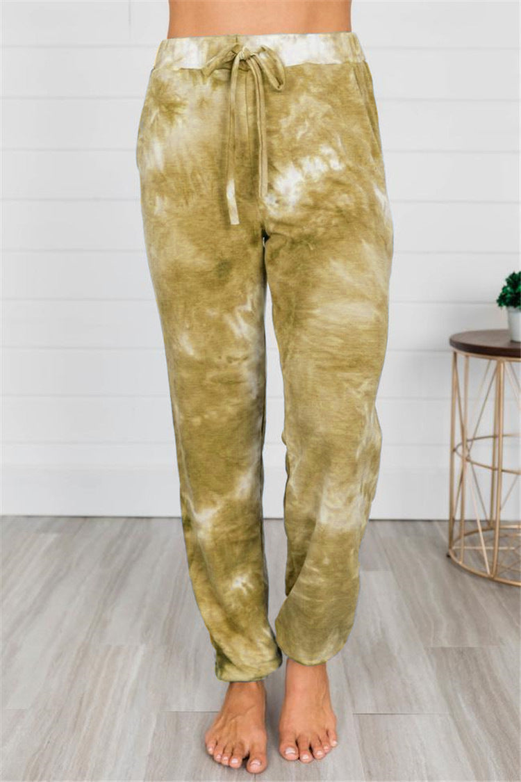 Women's Tie-dye Printing Small Feet Lantern Casual Pants Women