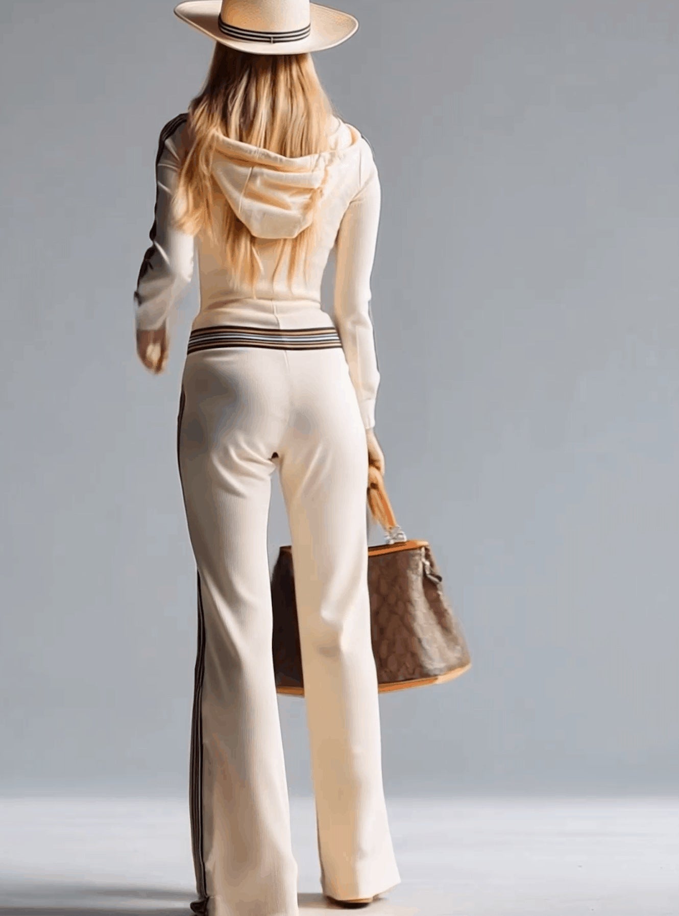 Ladies Knitted Hooded Casual Jumpsuit
