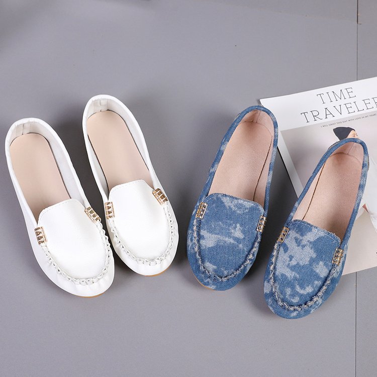 Beef Tendon Soft Sole Lazy One-foot Mother's White Nurse Shoes