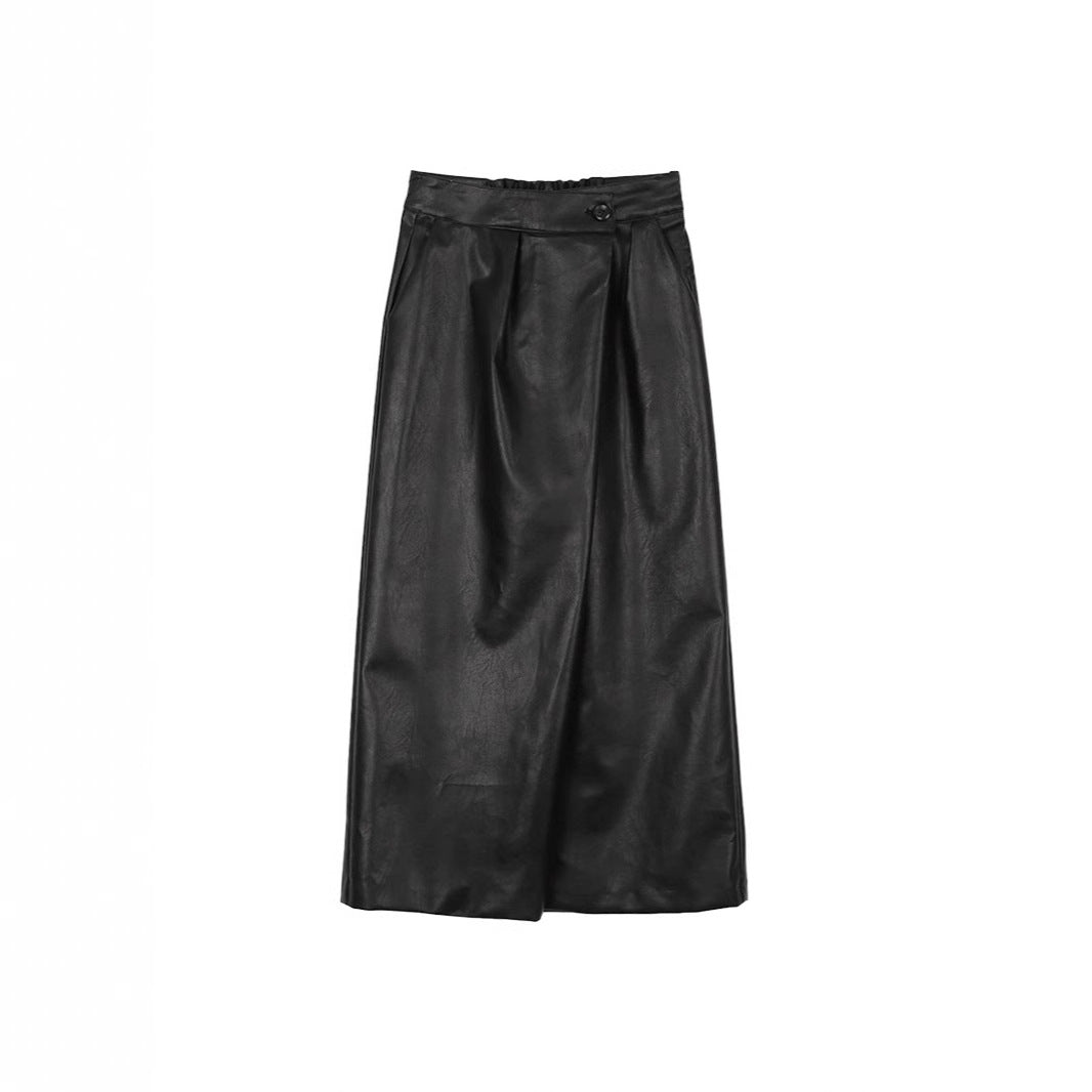 High-waisted Pleated Straight Skirt Petite-friendly Mid-length Bodycon Skirt