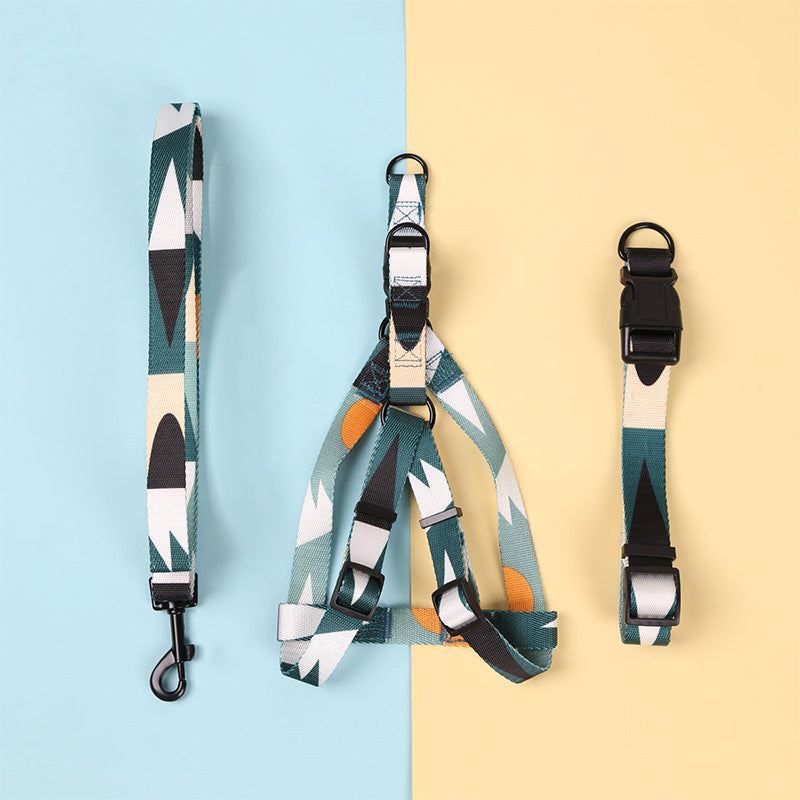 Hand Holding Rope Outing Dog Leash Dog Collar Three-piece Set