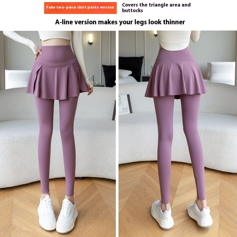 Spring New Fake Two-piece Outer Wear Sports Yoga Pants Women