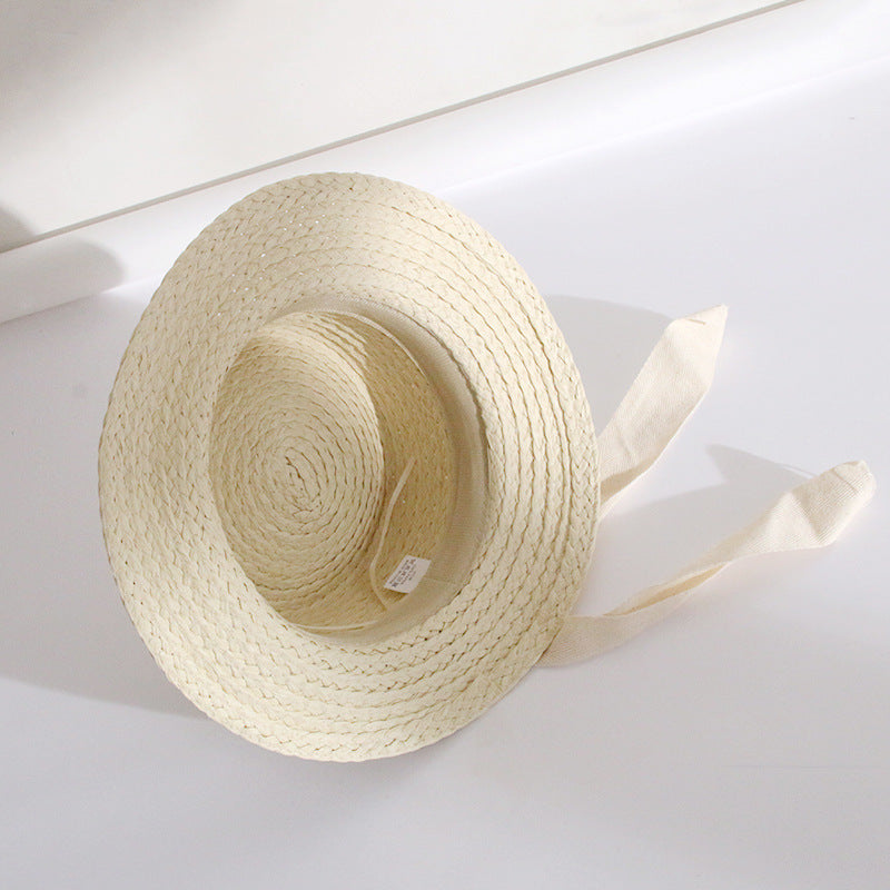 Women's Straw Hat Sunshade And Sunscreen With Ribbon Bow