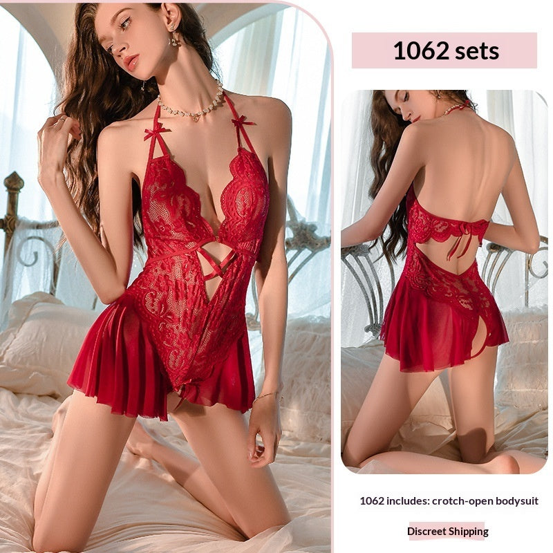 Lace Halter-Neck Seductive Bodysuit