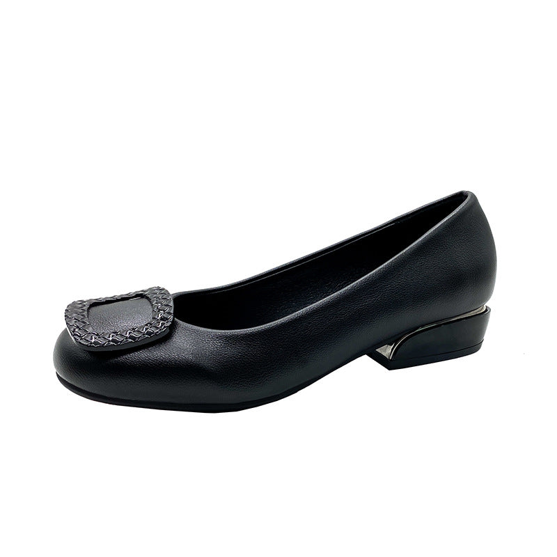 Nye afslappede enkle slip-on sko med firkantet spænde, mellem og lav hæl