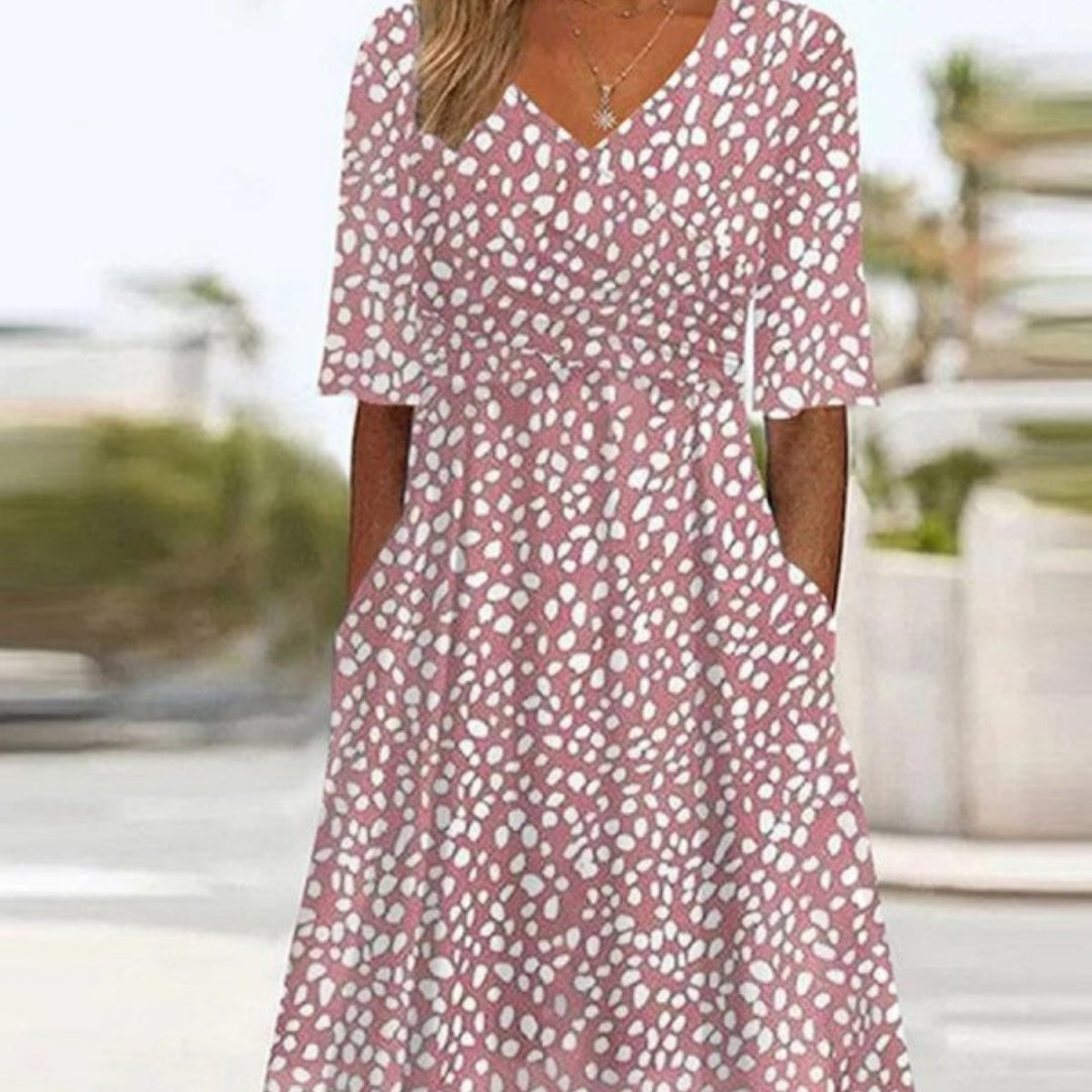 Printed European And American Style Summer Casual Loose Long-Sleeve Dress