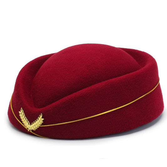 Simple And Versatile Flight Attendant Berry Hat