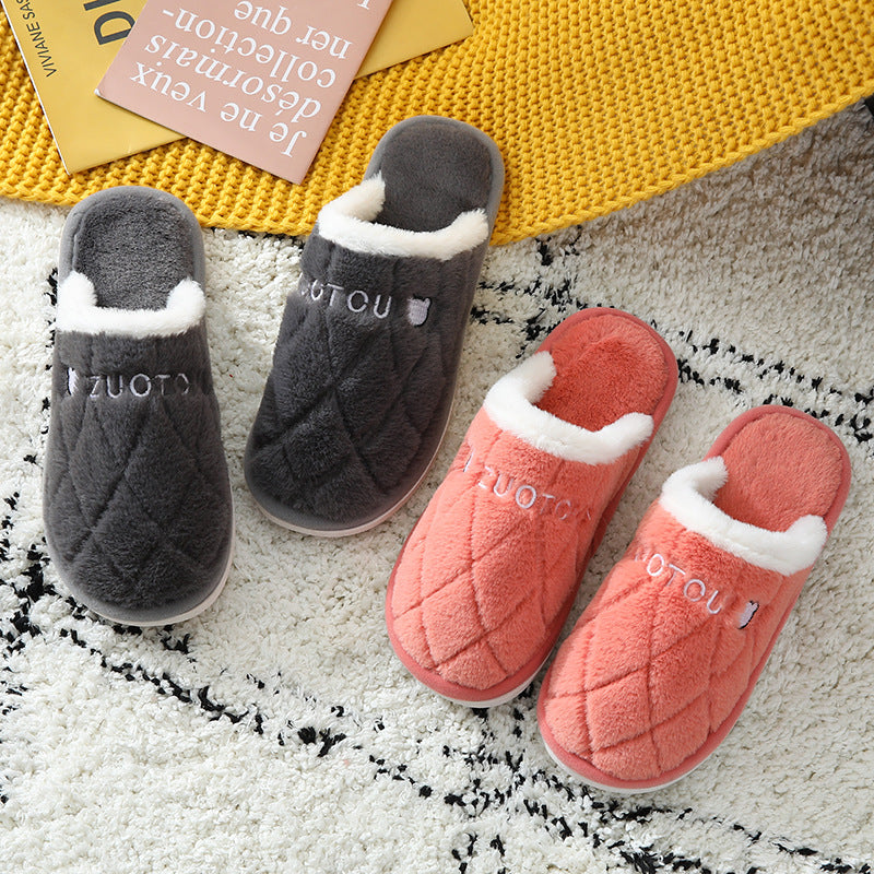 Couples' Cotton Slippers For Women's Indoor Household Use In Autumn And Winter