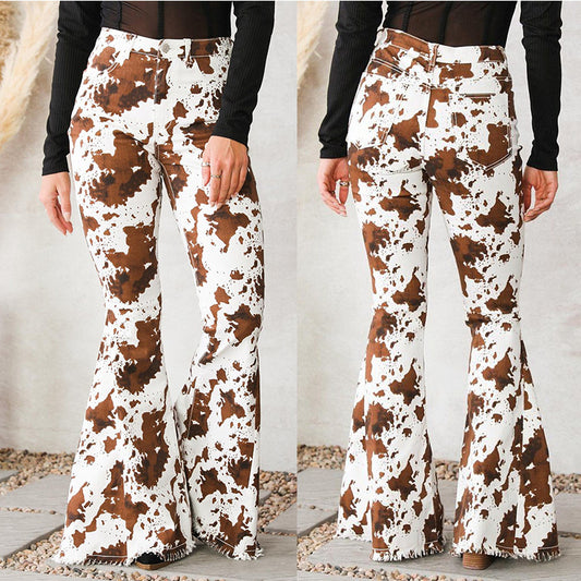 High Waist Horn Tasseled Jeans