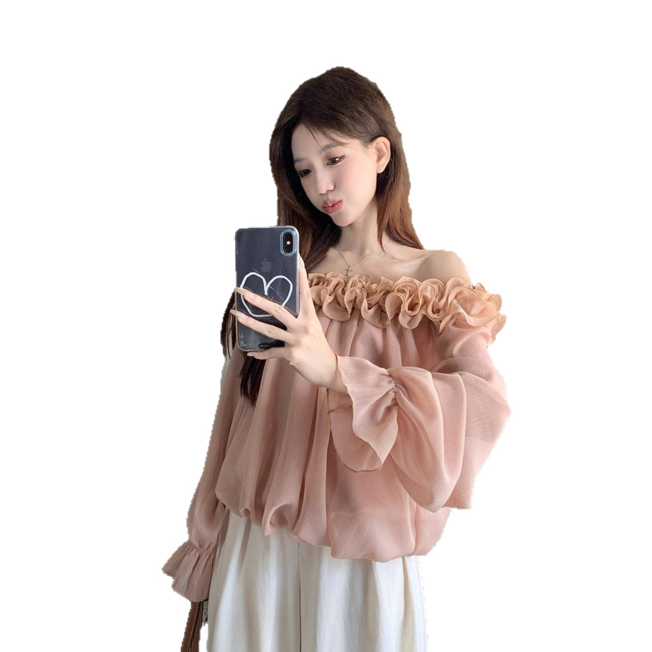 Gentle Off-shoulder Long-sleeve Blouse For Women