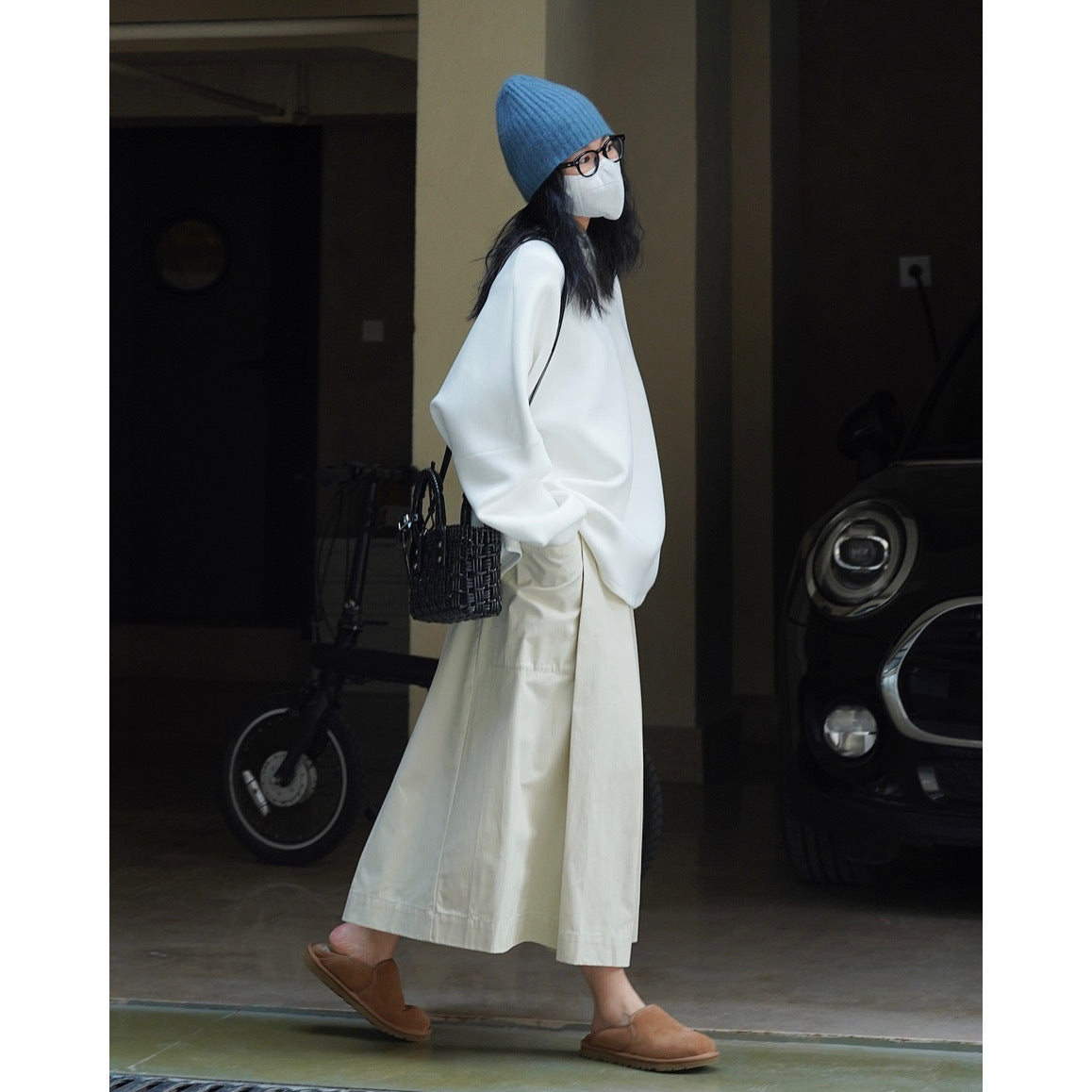 Workwear Casual High Waist Drawstring Elastic Pocket Ladies Skirt
