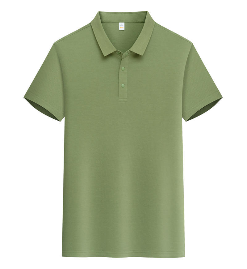 Male Solid Color Lapel Short-sleeved Advertising T-shirt