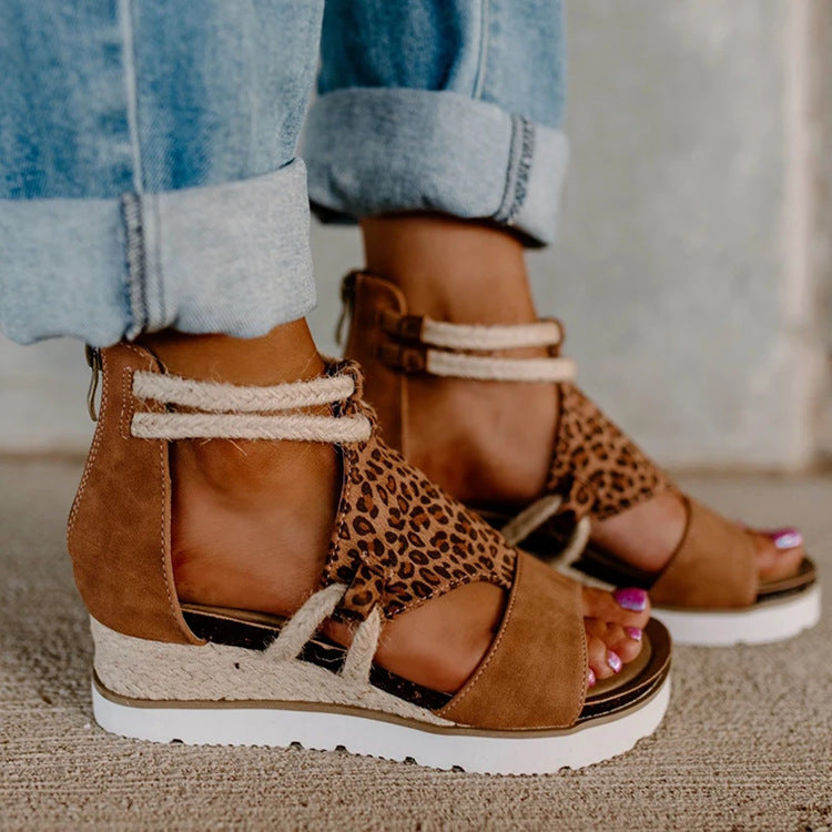 European And American Fashion Thick-soled Hemp Rope Fish Mouth Sandals