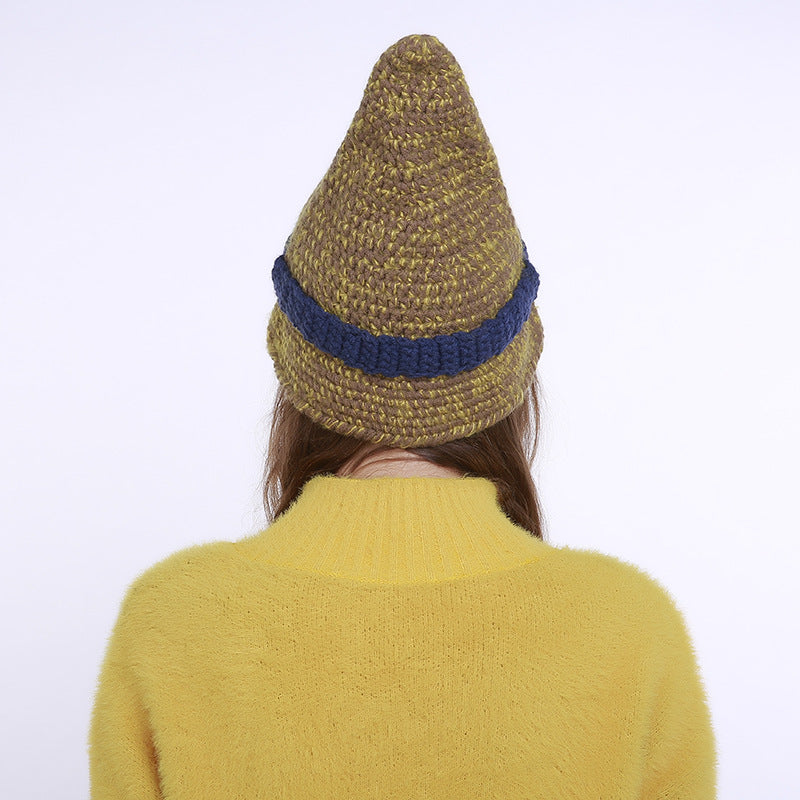 Wool Mixed Color Hat Witch Pointed
