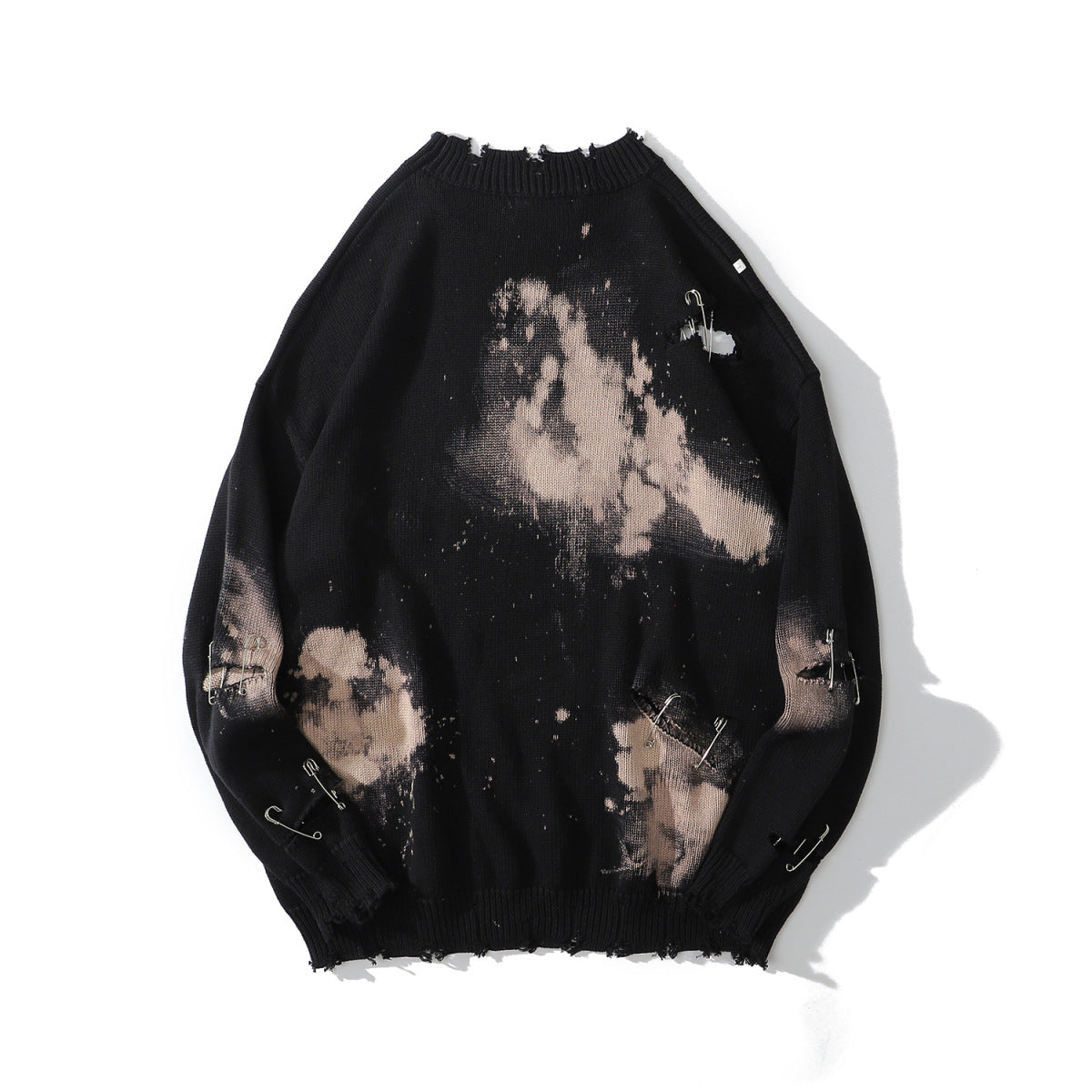Tie-dye High Street Hip-hop Ripped Sweater