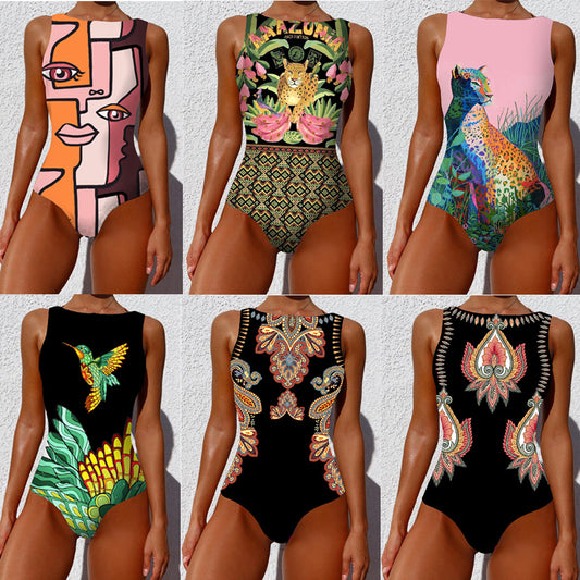Women's Fashion Abstract Pattern Printed Swimsuit