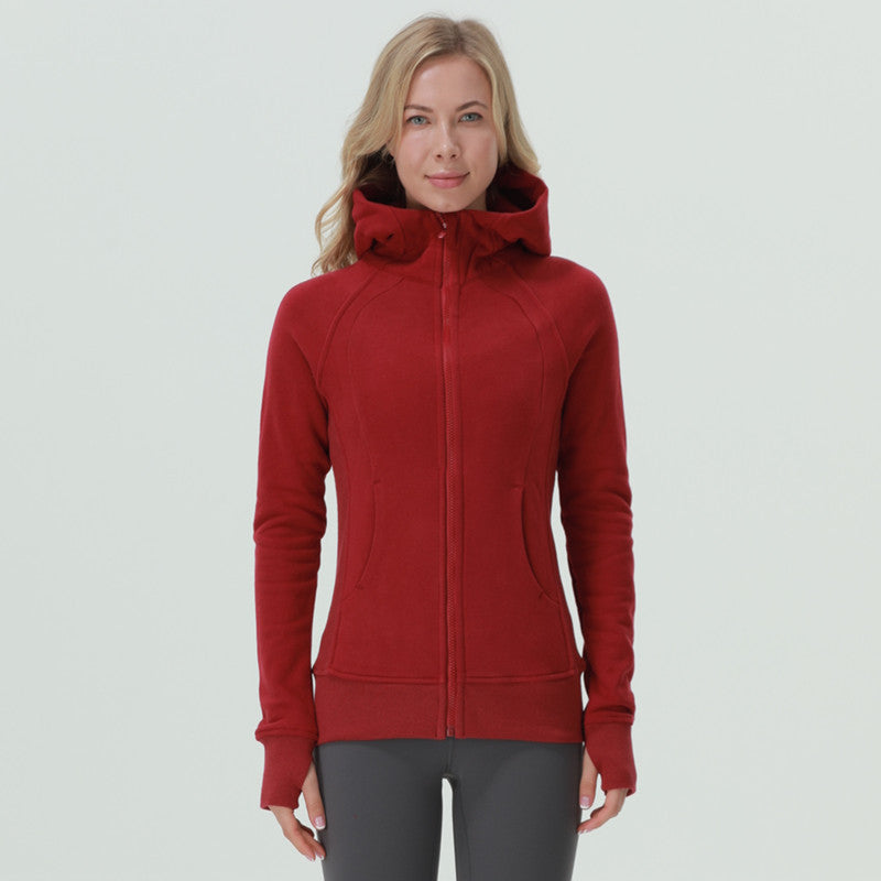 Yoga Clothes Coat Sports Full Zipper Hooded Sweatshirt