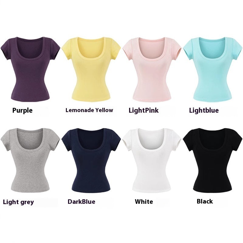 U-neck Short Sleeve Shoulder T