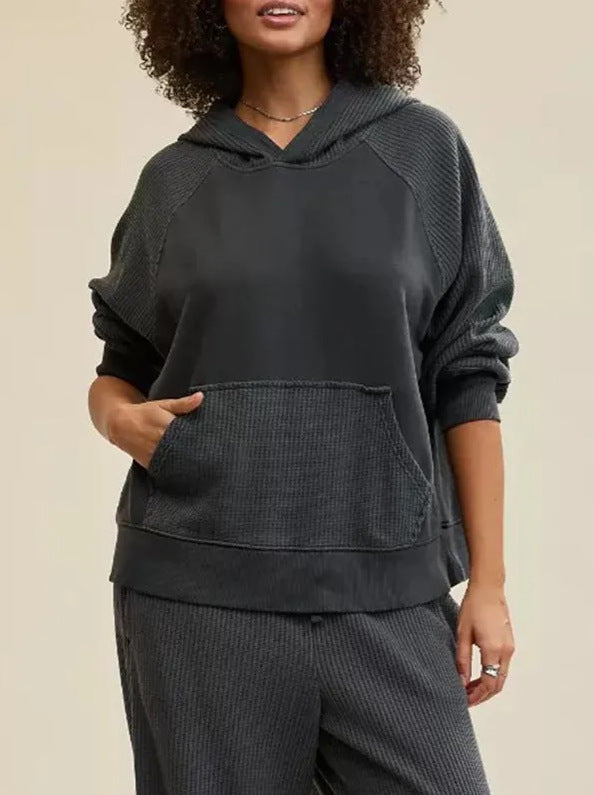 Hooded Top And Wide-leg Pants Two-piece Set