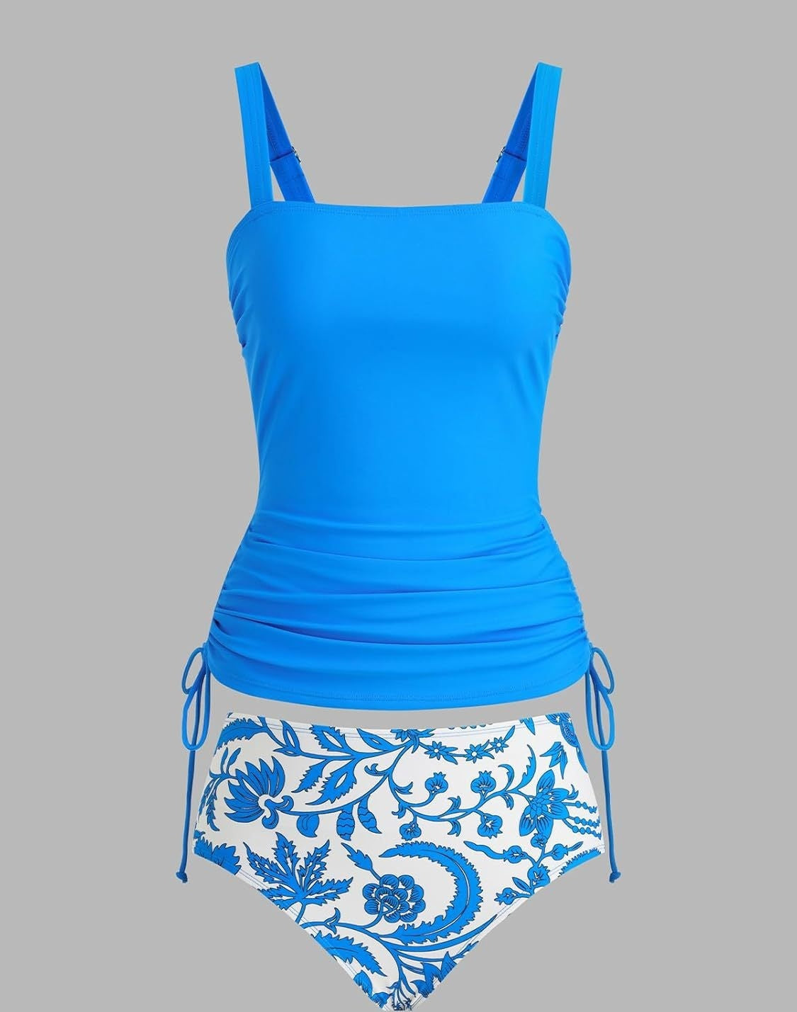 Womens Casual Printed Strappy Two-Piece Cinched Waist Bikini Set
