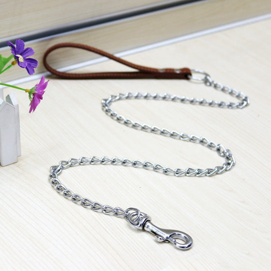 Dog Traction Iron Chain PU Handle Metal Chain