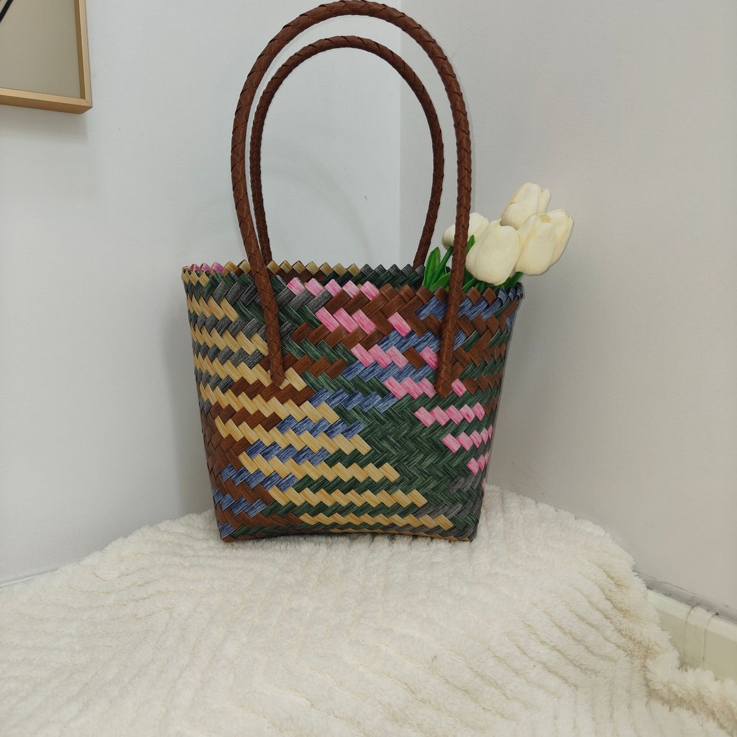 Women's Fashion Retro Large Capacity Woven Bag