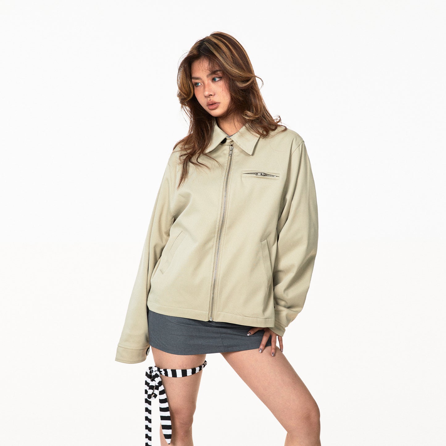 American Retro Solid Color Short Lapels Jacket