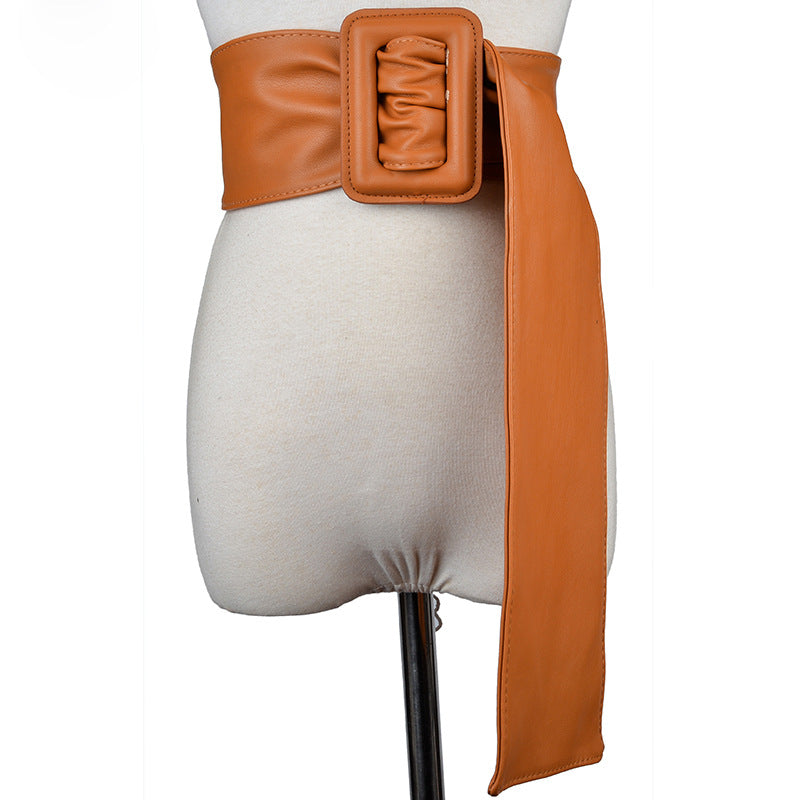 Women's Soft Wide Girdle Decorative Belt Leather Bag Buckle Skirt