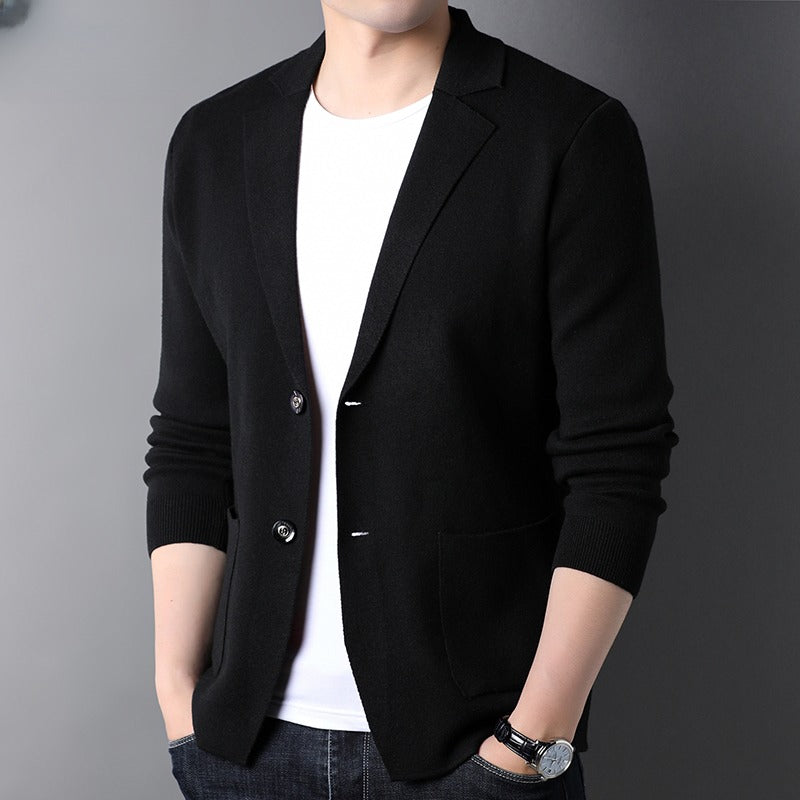 Herre Uld Strikket Habitjakke Koreansk-Stil Trendy Sweater