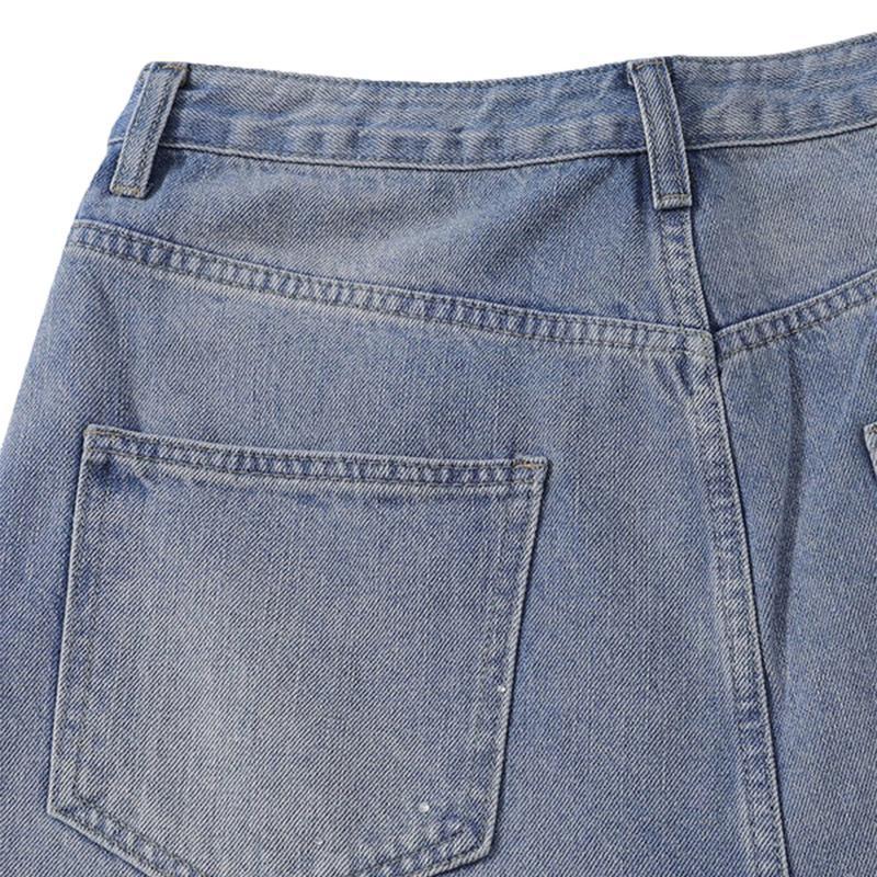 Rhinestone-embellished Relaxed-fit Jeans Casual Soft Denim Trousers