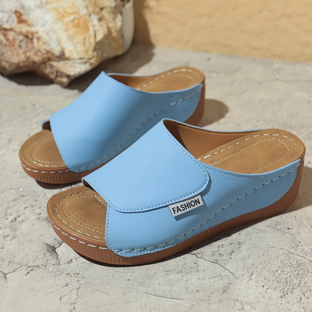 Womens Plus-size Chunky-sole Casual Slippers