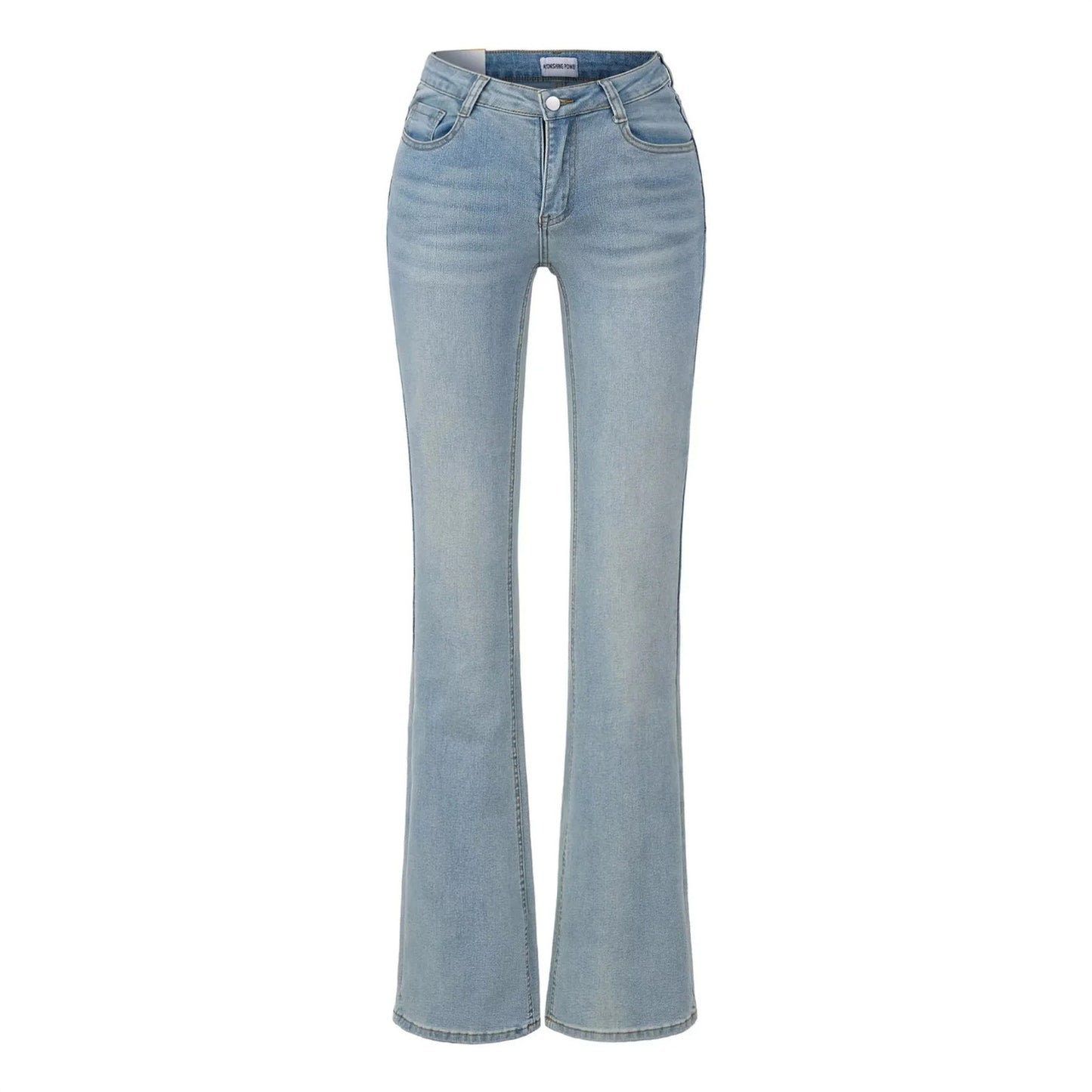 Slim-fit Washed Denim Jeans With Built-in Hip-padding To Elongate The Legs