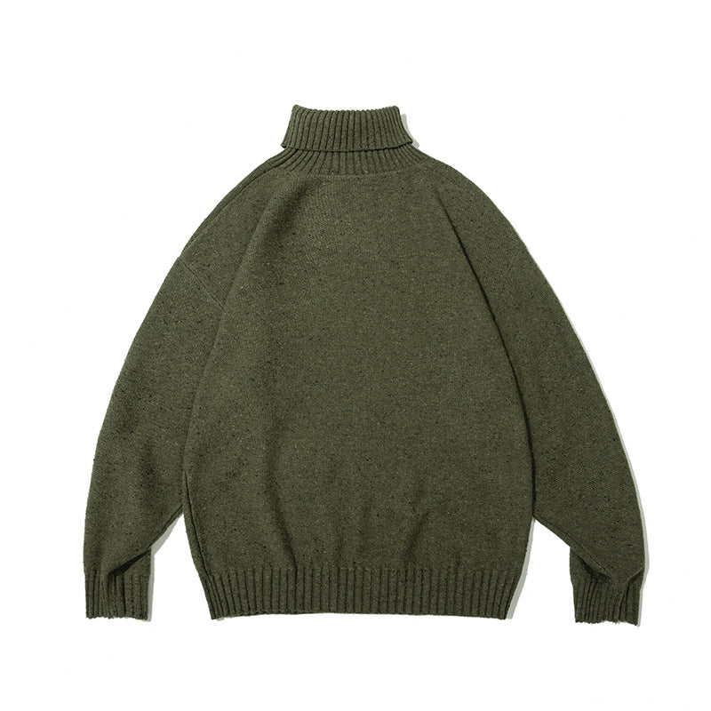 Solid Color Turtleneck Sweater Retro Loose Knitted Top