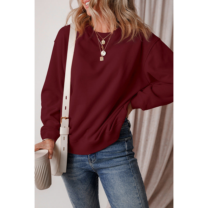 New Pure Color Minimal Versatile Pullover Sweater For Women