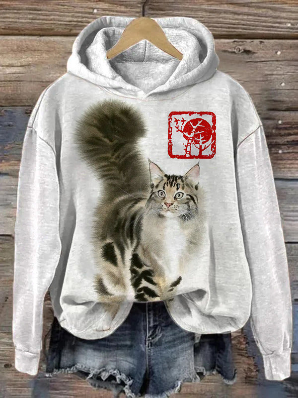 Digital Printing Men's Hoodie Heartbeat Pattern Hooded Sweater