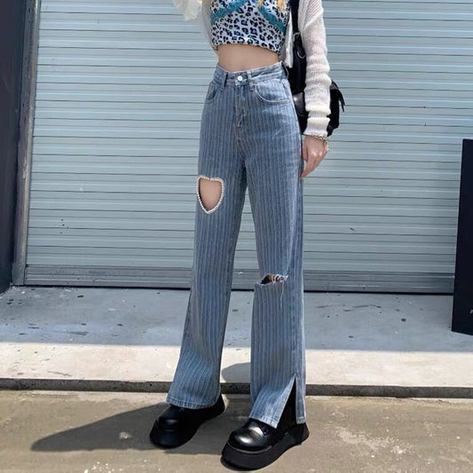 Dame High Waist Slim All Match Talje Lige Jeans