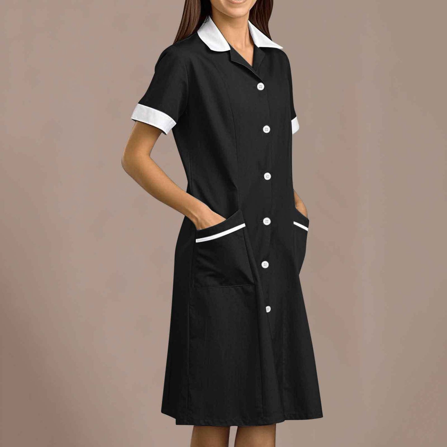 Beauty Dress With A Lapel Collar And Patch Pockets