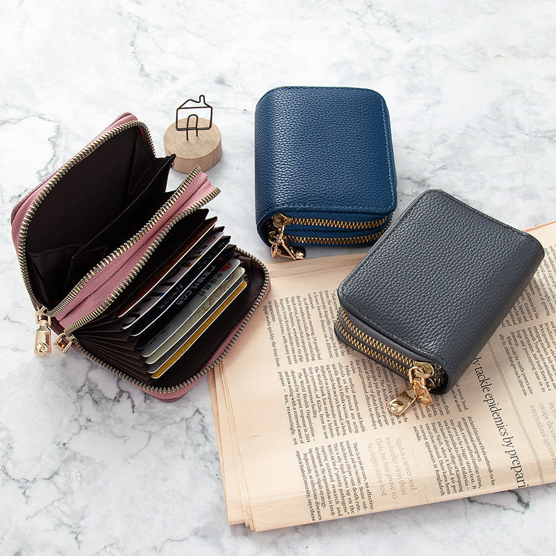 Women's Short Solid Leather Wallet