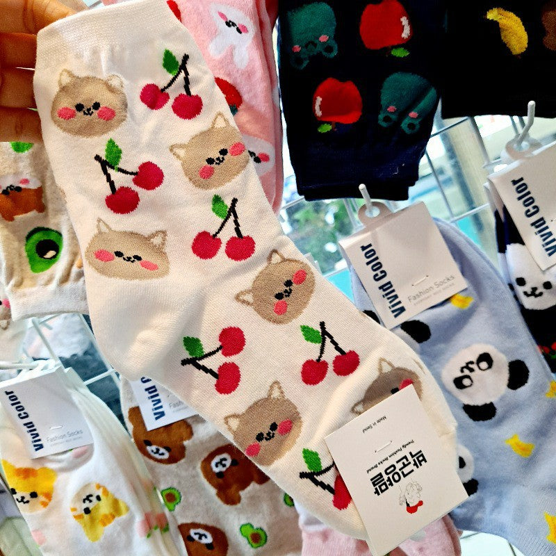 Medium Socks Little Bear Avocado Girls