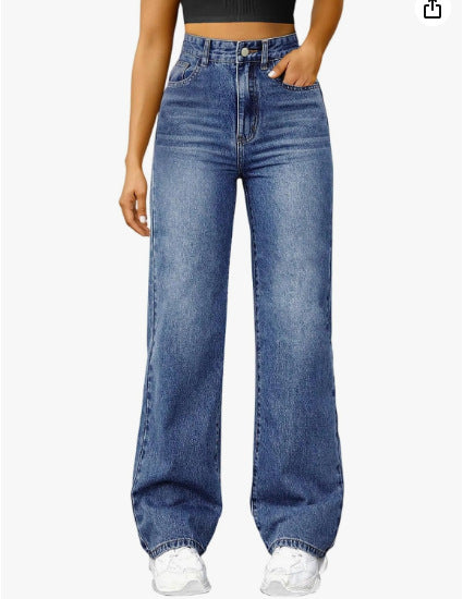 Jeans Women's Loose Straight High Elasticity