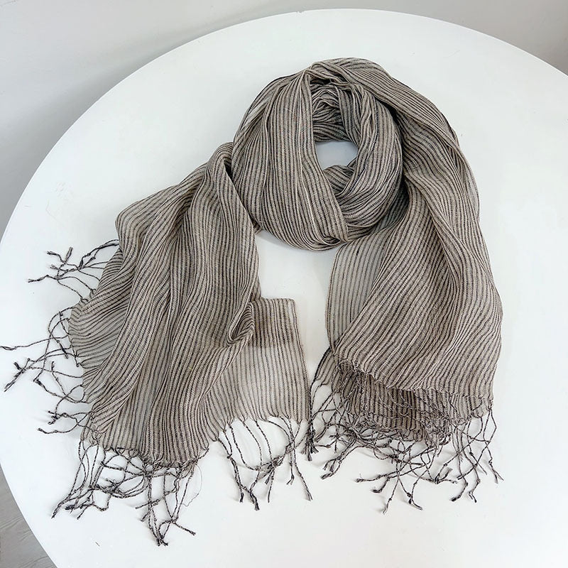 Cotton And Linen Scarf Women's Artistic Shawl Long Four Seasons Warm