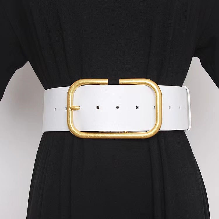 Women's Cowhide Wide Belt Waist Seal