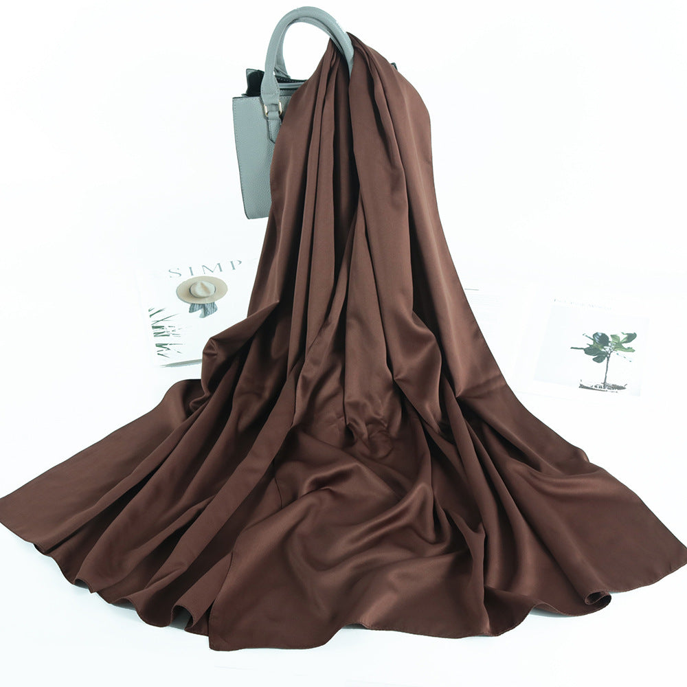 Solid Color Casual Malay Scarf Satin Shawl