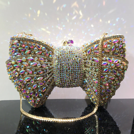 Bow Diamond Evening Bag Rhinestone Clutch
