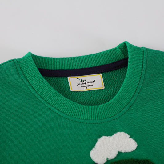 Mao Mao Embroidered Excavator Crew-Neck Long-Sleeve Childrens Top