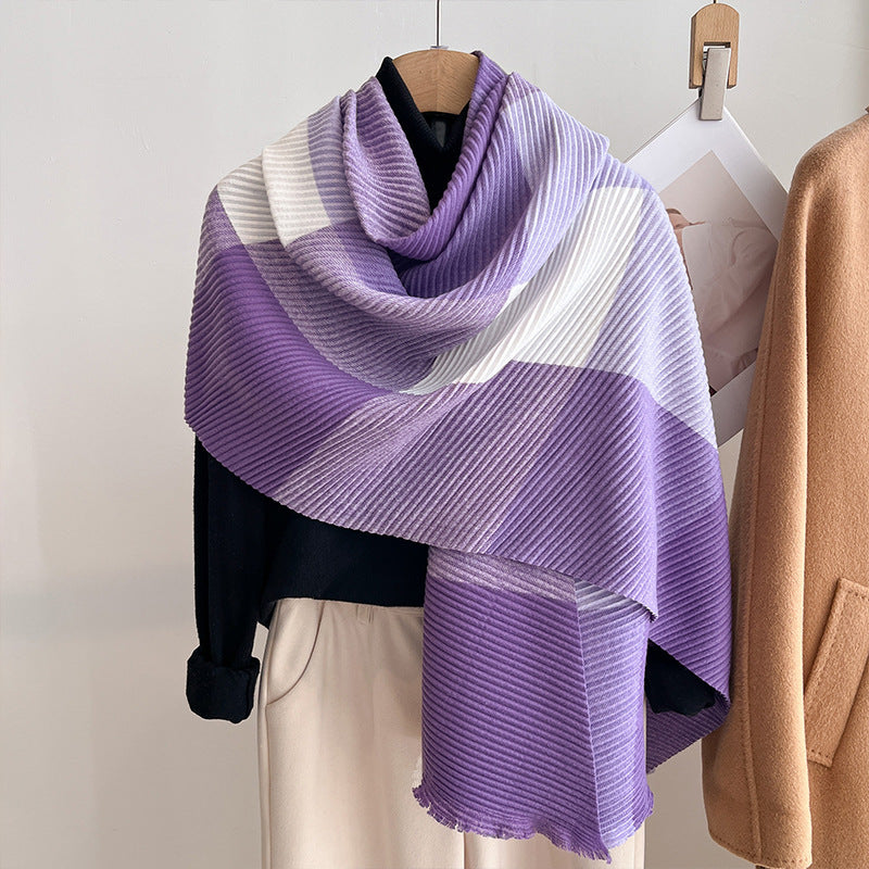 Womens Multicolor Crinkled Cashmere All-Match Shawl