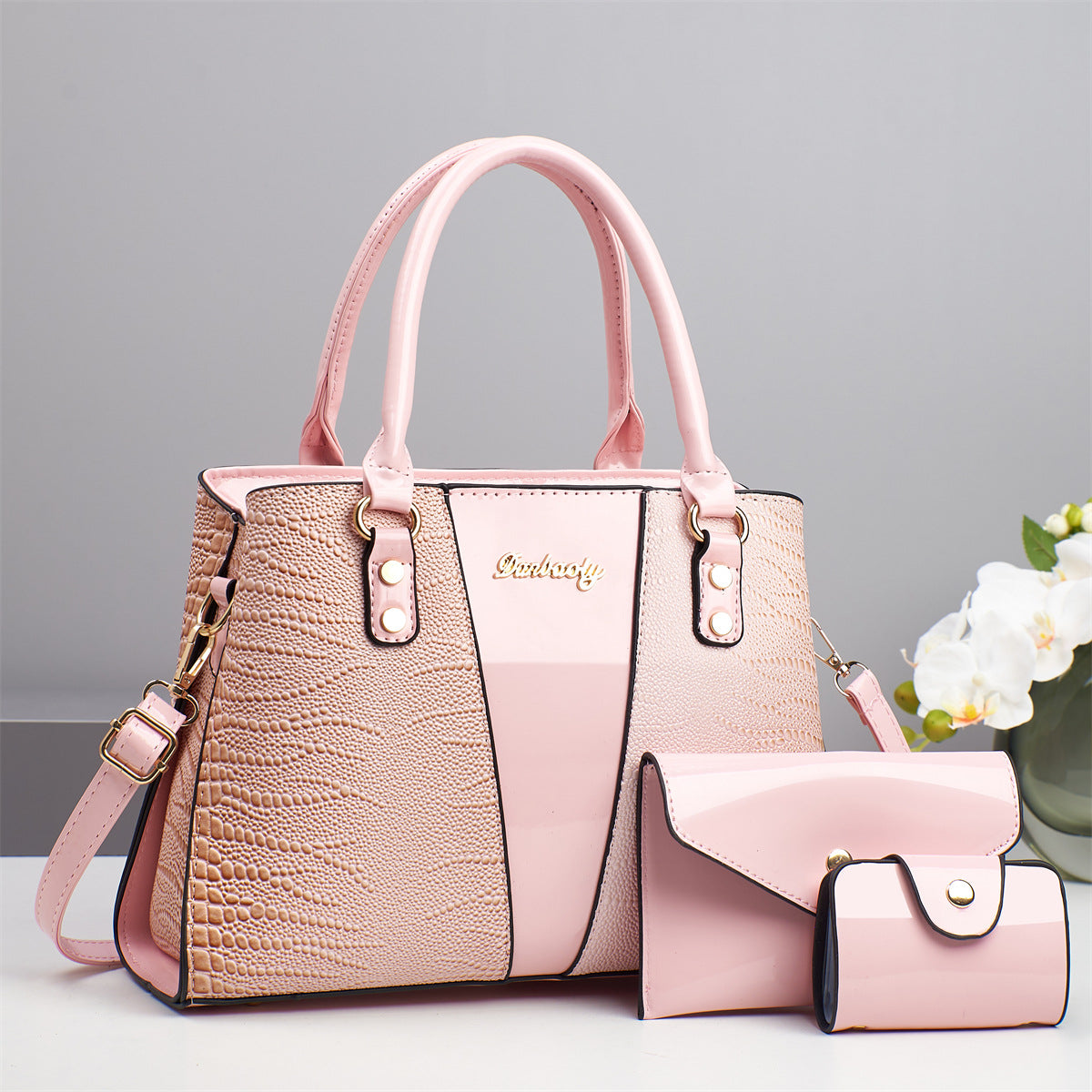 Fish-Print Shoulder And Crossbody Bag Three-Piece Set